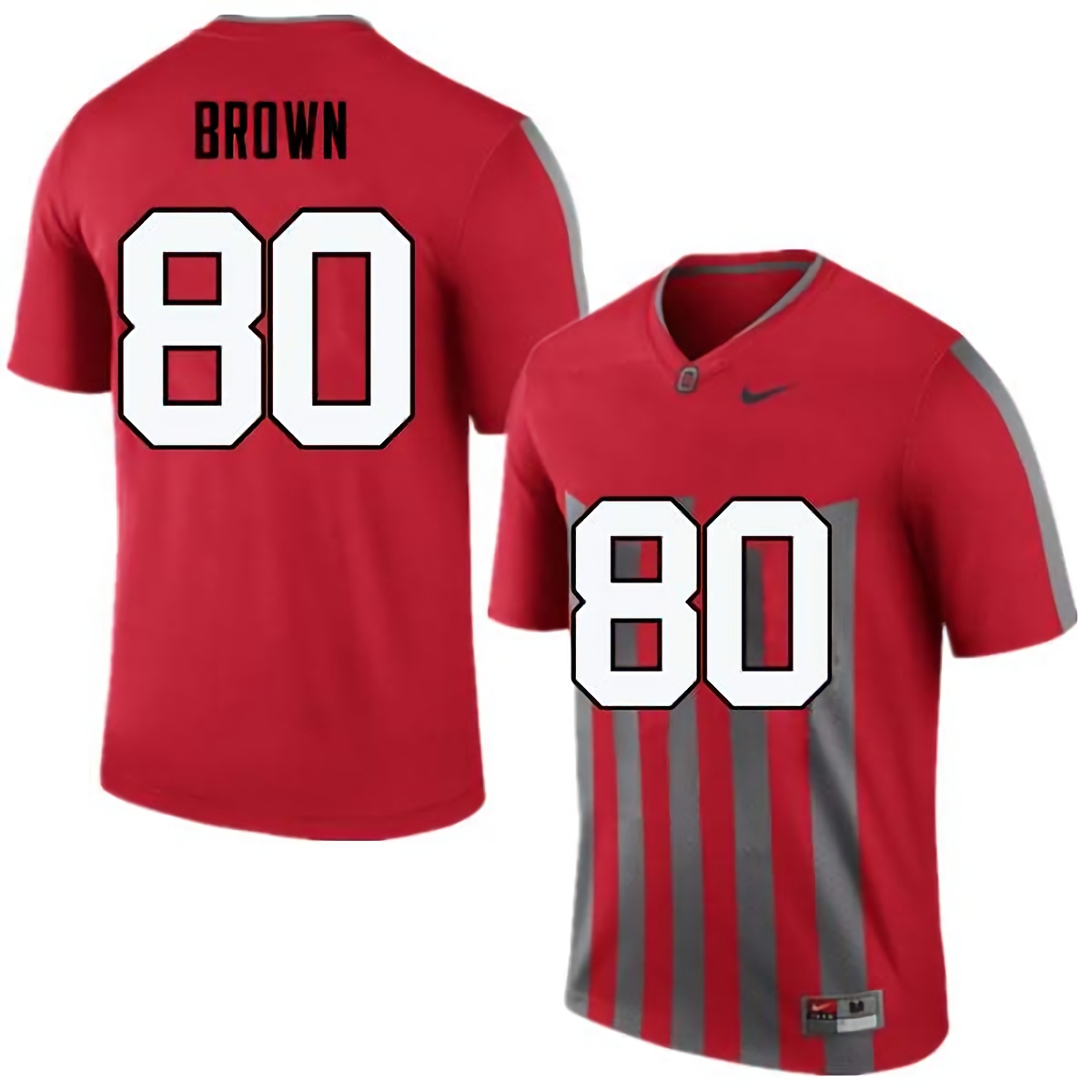 Noah Brown Ohio State Buckeyes Men's NCAA #80 Nike Throwback Red College Stitched Football Jersey BIF0756UN